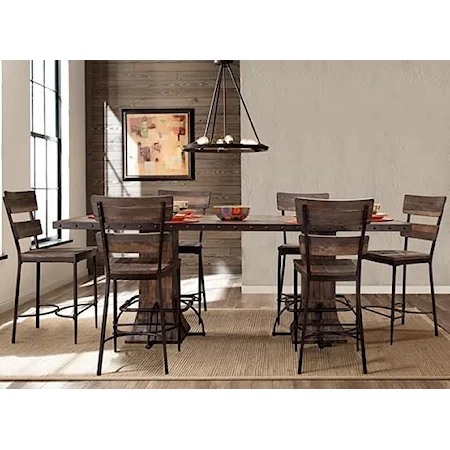 Rustic 7-Piece Counter Height Dining Set